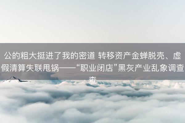 公的粗大挺进了我的密道 转移资产金蝉脱壳、虚假清算失联甩锅——“职业闭店”黑灰产业乱象调查