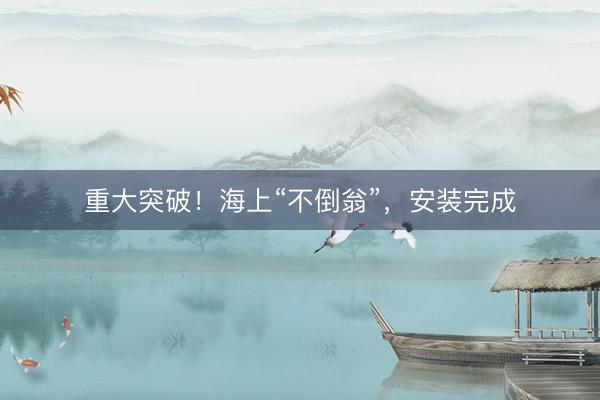 重大突破！海上“不倒翁”，安装完成