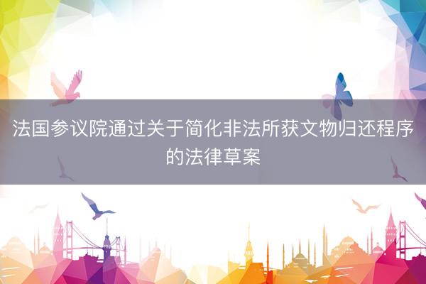 法国参议院通过关于简化非法所获文物归还程序的法律草案