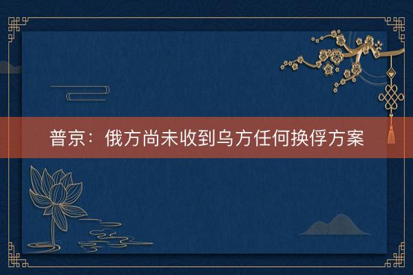 普京：俄方尚未收到乌方任何换俘方案