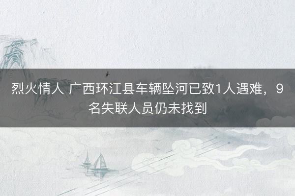 烈火情人 广西环江县车辆坠河已致1人遇难，9名失联人员仍未找到