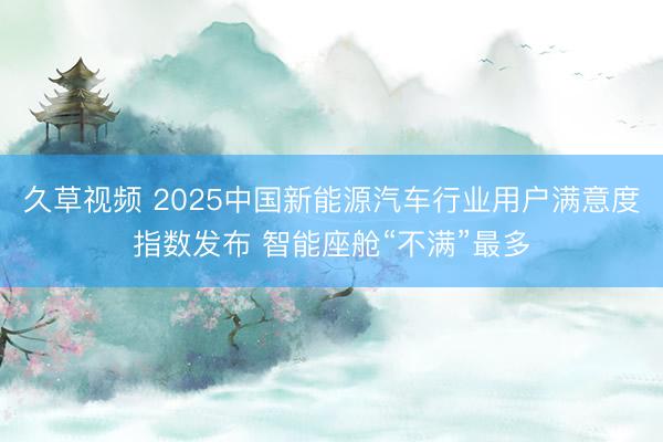 久草视频 2025中国新能源汽车行业用户满意度指数发布 智能座舱“不满”最多
