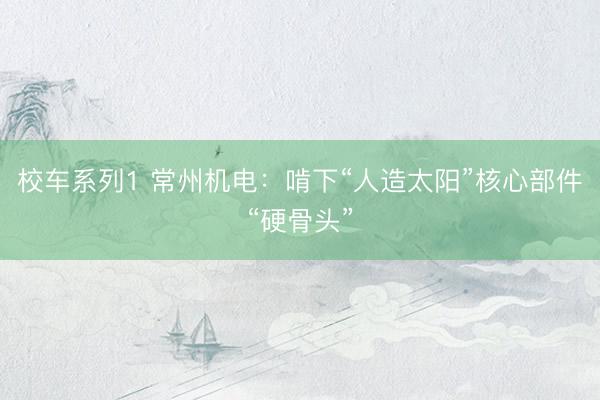 校车系列1 常州机电:啃下“人造太阳”核心部件“硬骨头”