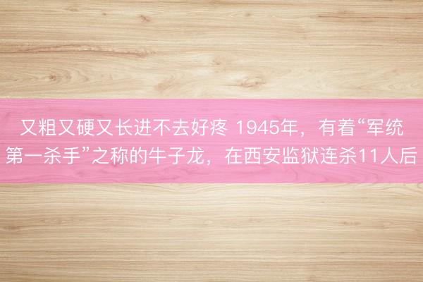 又粗又硬又长进不去好疼 1945年，有着“军统第一杀手”之称的牛子龙，在西安监狱连杀11人后