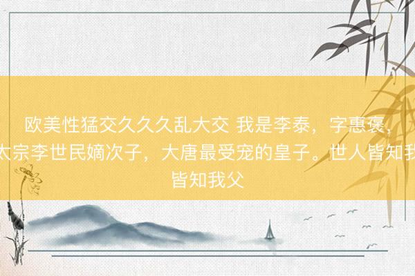 欧美性猛交久久久乱大交 我是李泰，字惠褒，唐太宗李世民嫡次子，大唐最受宠的皇子。世人皆知我父