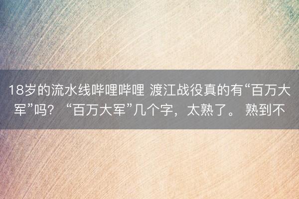 18岁的流水线哔哩哔哩 渡江战役真的有“百万大军”吗？ “百万大军”几个字，太熟了。 熟到不