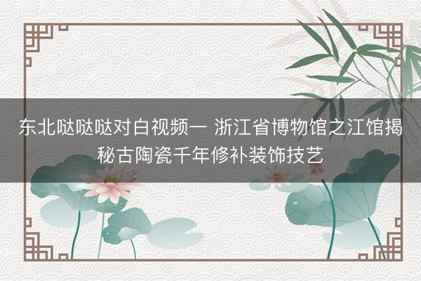 东北哒哒哒对白视频一 浙江省博物馆之江馆揭秘古陶瓷千年修补装饰技艺
