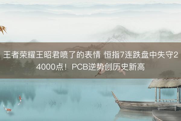 王者荣耀王昭君喷了的表情 恒指7连跌盘中失守24000点！PCB逆势创历史新高