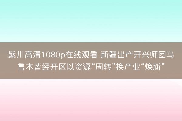 紫川高清1080p在线观看 新疆出产开兴师团乌鲁木皆经开区以资源“周转”换产业“焕新”