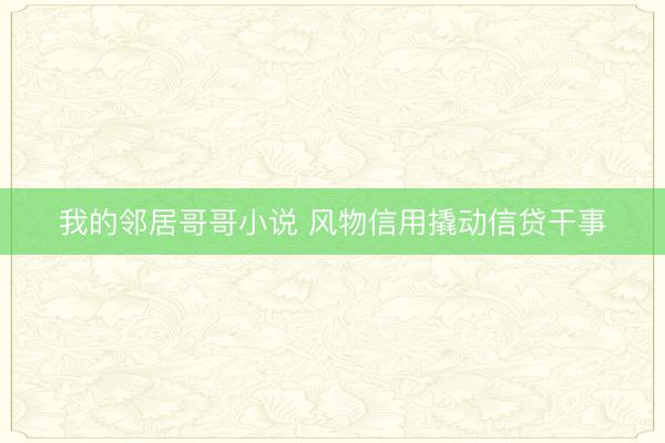 我的邻居哥哥小说 风物信用撬动信贷干事