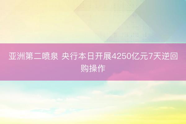 亚洲第二喷泉 央行本日开展4250亿元7天逆回购操作