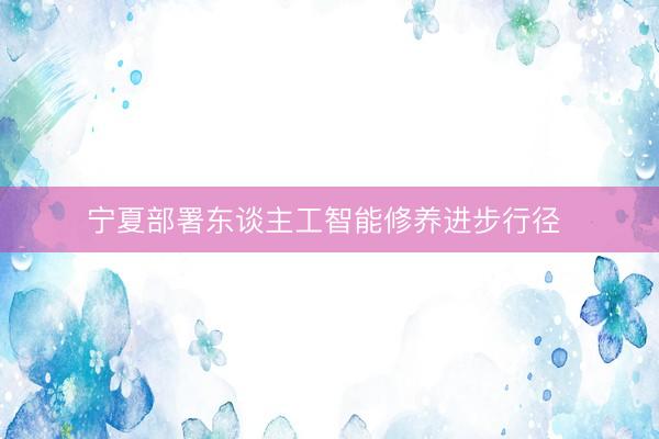 宁夏部署东谈主工智能修养进步行径 
