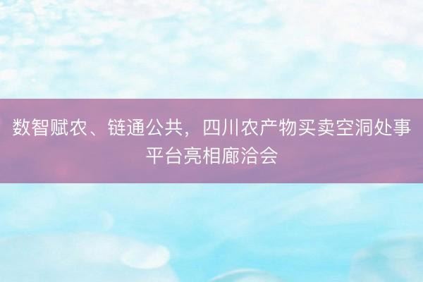 数智赋农、链通公共，四川农产物买卖空洞处事平台亮相廊洽会